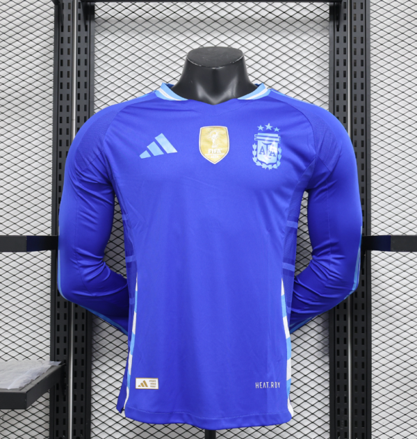 Men’s adidas Blue Argentina National Team 2024 Away Jersey Long Sleeve Player’s Edition