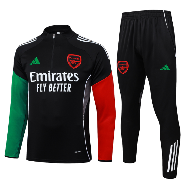Kids Arsenal adidas 25/26 Black 1/4 Zip Training Kit