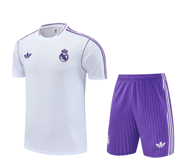 2025/26 adidas Real Madrid Warm-Up T-Shirt Set - White