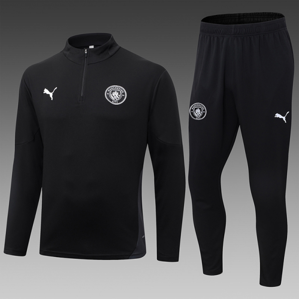 25/26 Manchester City Pre-match 1/4 zip training set Black Kids