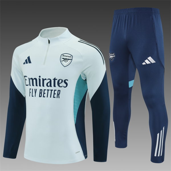 Kids Arsenal adidas 25/26 Light Grey 1/4 Zip Training Kit