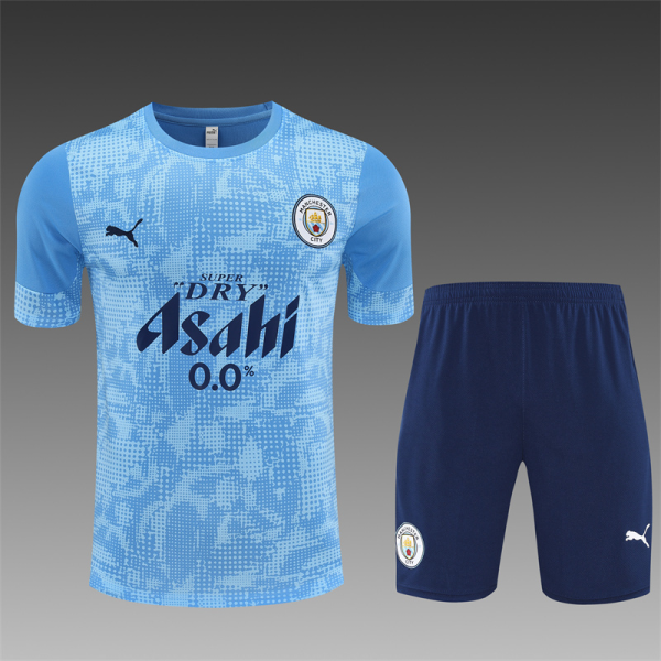 25/26 Manchester City Pre-match Training Jersey Set Light Blue - Kids