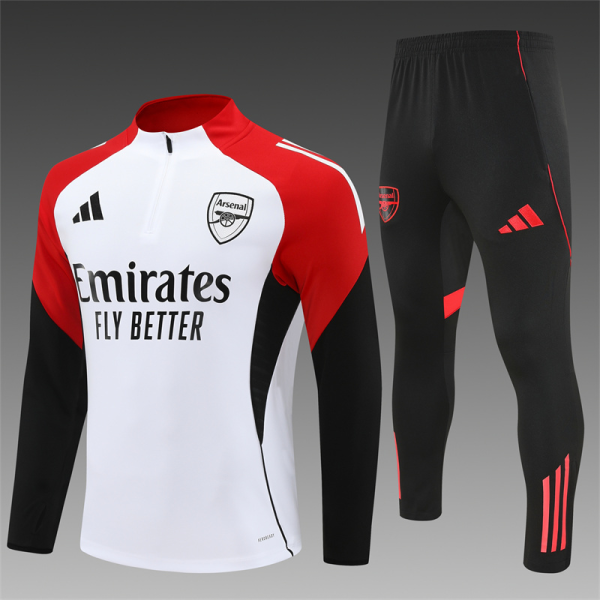 Kids Arsenal adidas 25/26 White 1/4 Zip Training Kit