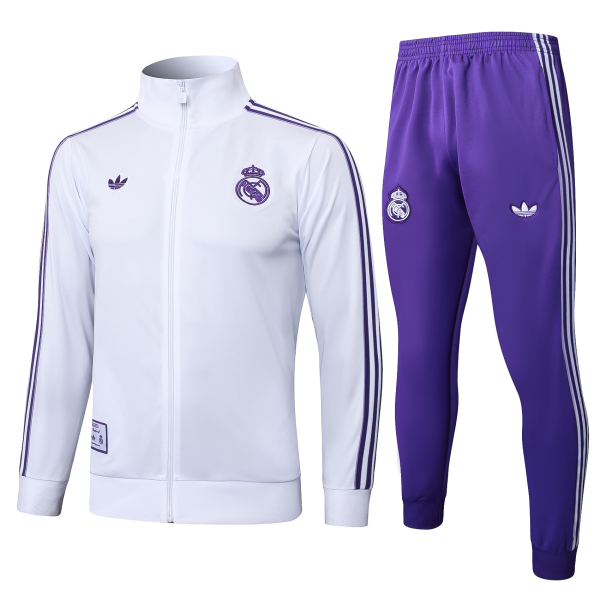 Kids Real Madrid adidas Training Tracksuit 25/26 White/Purple
