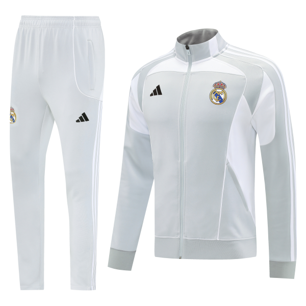 Mens Real Madrid adidas Training Tracksuit 25/26 Light Grey